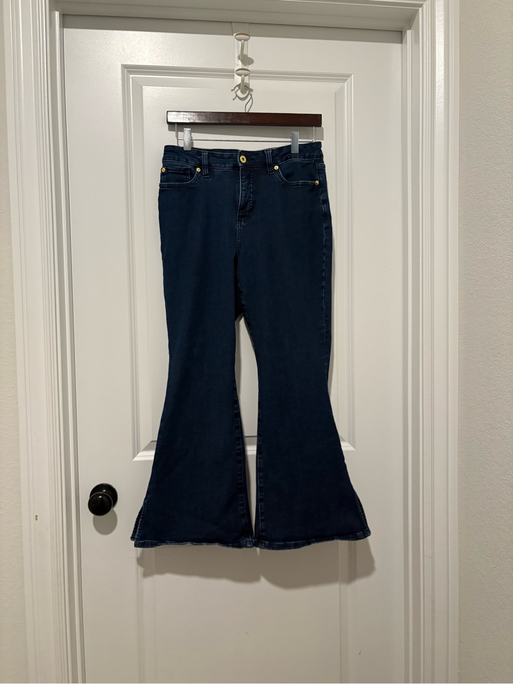 INC International Concepts Navy Flare Jeans with Gold-Tone Accents